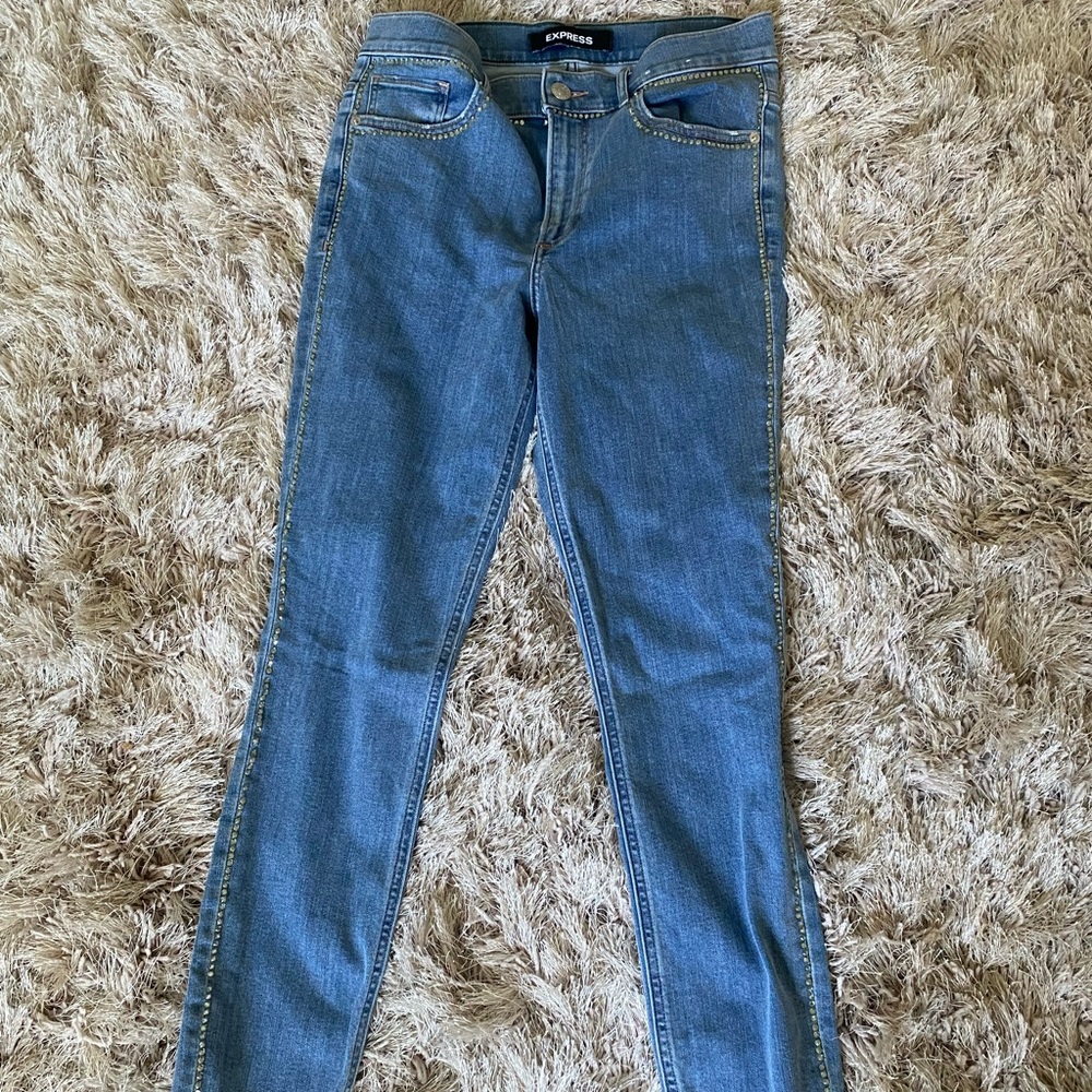 High Rise Jeans w Rhinestones - Picture 2 of 6